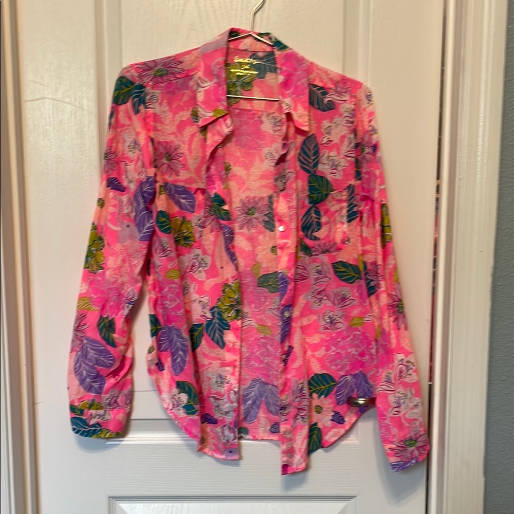 Lilly Pulitzer Vibrant Floral Button-Down Shirt
